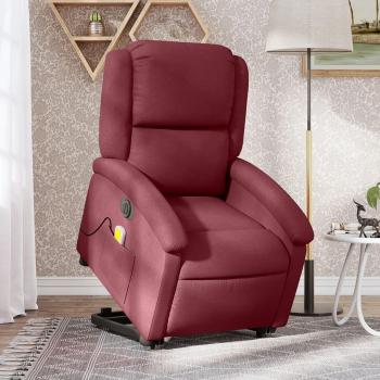 Sillón de masaje elevable eléctrico en tela rojo tinto Vidaxl