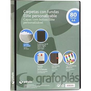 Grafoplás 98141910 Élite Carpeta Personalizable con Fundas, Cubiertas Semirrígidas, Negro, A4