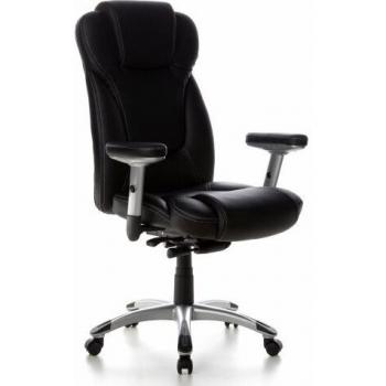 hjh OFFICE 668700 Sillón de Oficina Embassy 200 Piel sintética Negro, Silla giratoria, Asiento Grande, Acolchado Suave, Reposabrazos Ajustables