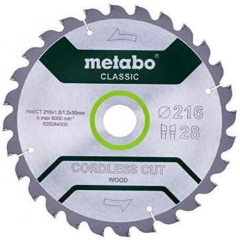 Metabo Hoja de sierra cordless cut wood - classic, 216x30 Z28 DI 5° (628284000)