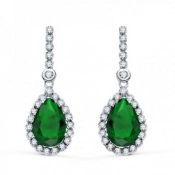 Pendientes de Oro Blanco 18k con Circonitas y Piedra Verde de Inmaculada Romero