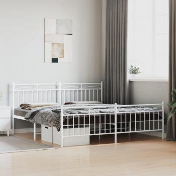 vidaXL Metal Bed Frame without Mattress with Footboard White 183x213cm