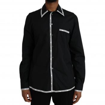 Dolce & Gabbana Black Collared Long Sleeve Cotton Casual Shirt - Size XL