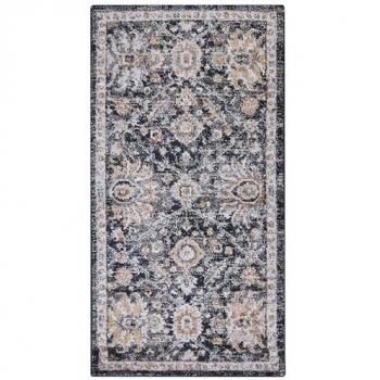 Alfombra Vintage Oriental Distressed Azul y Beige 80 x 150 cm