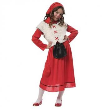 Disfraz de Pastorcilla Rojo y Blanco para Niña con Camisa, Chaleco, Falda, Delantal y Pañuelo - Ideal para Navidad, Festivales Escolares y Carnaval