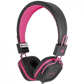 NGS Pink Gumdrop - Auriculares de diadema cerrados, color negro y rosa