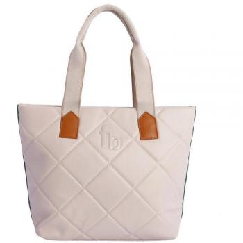 Bolso shopper en color beige con cremallera