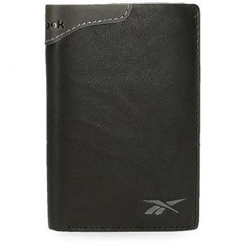 Cartera Reebok Club Vertical Unisex con Monedero Negro de Piel 8,5x11,5x1 cm