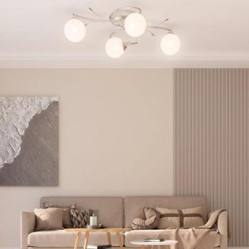 Lámpara de techo redonda de cristal con 4 bombillas LED G9, modelo Día y Noche