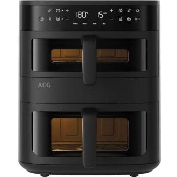 Freidora de aire AEG AAFD11B, doble cajón independiente, 11 litros, 8 programas, color negro