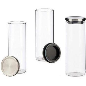 Vivalto S3606129 Tarro de Cristal Metal, 10 x 28.5 x 10 cm, Steel