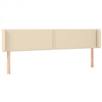 Cabecero de tela color crema con orejas 163x16x78/88 cm acolchado antimancha