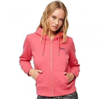 Sudadera con capucha Superdry Essential rosa mujer con cremallera y logo