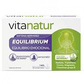 Vitanatur - Equilibrium, Complemento Alimenticio con ingredientes específicos para ayudar al Equilibrio Emocional con Azafrán, rodiola, triptófano, Vitaminas y Magnesio - comprimidos