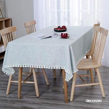 Deconovo Mantel Rectangular de Cocina Moderno Efecto Lino Tela Decorativo 137x200cm Gris Claro