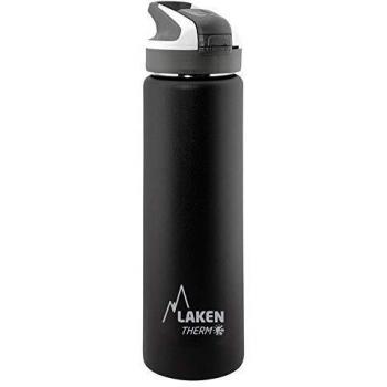 Laken Botella Térmica Reutilizable Summit de Acero Inoxidable con Tapón Automático y Cierre de Seguridad, 500ml, Negro