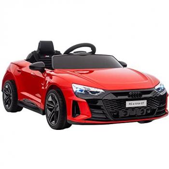 HOMCOM Coche Eléctrico Audi RS E-Tron GT para Niños +3 Años 12V con Mando a Distancia, Faros LED, Bocina, Música USB, Apertura de Puerta, Dimensiones