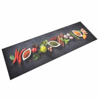 Alfombra de cocina lavable terciopelo dibujo especias 60x180 cm