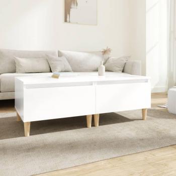 Mesa auxiliar 2 piezas blanco pulido 50x46x35 cm madera multicapa