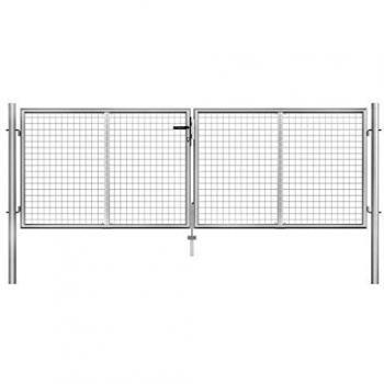 vidaXL Puerta de jardín de acero galvanizado plateado 306x125 cm