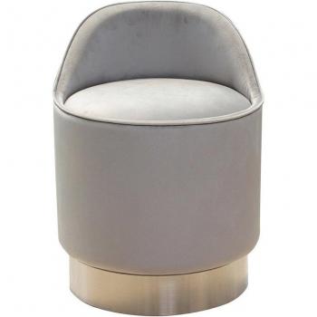 Puff redondo gris con base dorada para Salón o Dormitorio