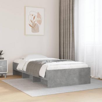 Cama de hormigón gris azul 90x200 cm con estructura de madera multicapa y madera de ingeniería