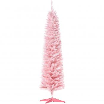 ?rbol de Navidad Artificial 180 cm con 390 Puntas Decoración Navideña para Interiores Fácil de Montar Rosa