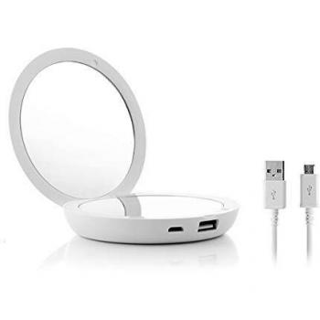 InnovaGoods Espejo de Bolsillo con LED y Power Bank 3 en 1 Mirbat 3000 mAh