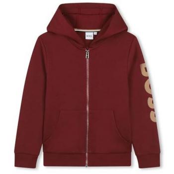 Boss Sudadera Con Capucha J51127 Rojo Niño - Sudadera de niño con capucha, cremallera, logo en la manga
