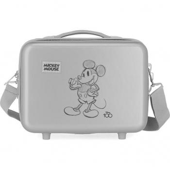 Neceser de Viaje para Niños Disney Mickey ABS 100 Adaptable con Bandolera Gris