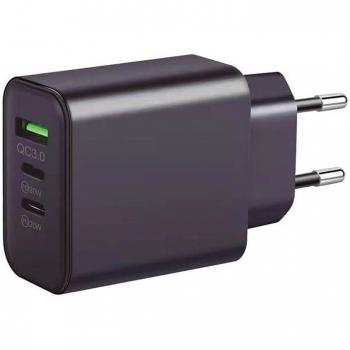 Cargador USB 230V a 3 Puertos: 1 QC3.0 + 2 Tipo C
