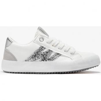 Zapatillas Deportivas Conguitos BJSH536008 para Niña con Logo Lateral en Glitter Blanco-Plata, Talla 32