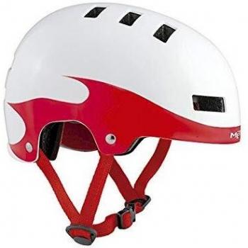 MET M3hm110s0bi1 Casco, Unisex Adulto, Blanco/Rojo, Small