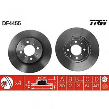 Disco de freno TRW DF4455, frente, ventilado, 1 pieza