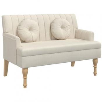 Banco con cojines de lino 113x64,5x75,5 cm vidaXL, Silla con reposabrazos, Banca de final de cama, Asiento tapizado para pasillo recibidor dormitorio