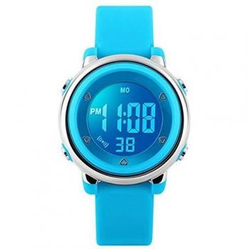 Digital Relojes para niños niñas, niños 5 ATM Resistente al Agua Reloj Deportivo con Alarma/Cronógrafo/7 LED Muestra para Deportes al Aire Libre muñeca Relojes para niños Azul