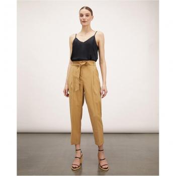 Pantalón de vestir de mujer de raya diplomática con pliegues