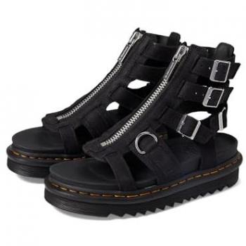 Dr. Martens Olson Charcoal Grey Nubuck Zip Sandals for Women