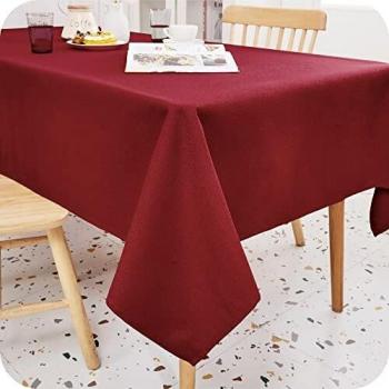 Amazon Brand - Umi Mantel Mesa Antimanchas Retangular Impermeable Tela Moderno de Cocina Familia 130x130cm Rojo