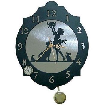 IMEX EL ZORRO El Zorro 11349-Reloj niña con Perros, 374 x 312 mm, Metal, Gris, 40x34x7 cm
