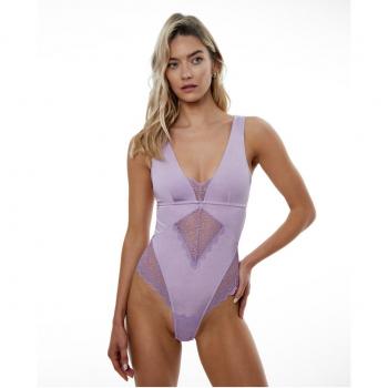 Body Halter de Microfibra y Encaje - Negro Limba