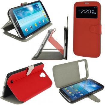 igadgitz Rojo Funda Eco-Pel Flip para Samsung I9200 Galaxy Mega 6.3 Android Smartphone. Con Protector de pantalla, función Reposo/Activación y con cierre magnético