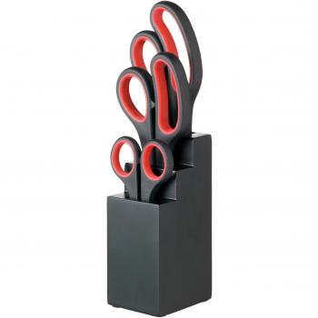 KitchenCraft - Juego de Tijeras de Cocina con Bloque de Almacenaje, Color Negro, Juego de 3 Piezas