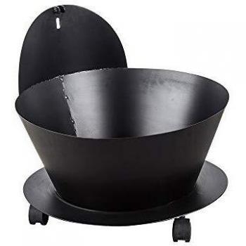 PURLINE EFP18 Cubo porta leña grande de acero color negro con ruedas
