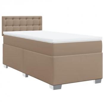 Cama box spring con colchón de cuero sintético capuchino 80x200 cm