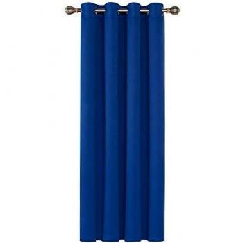 Deconovo Cortinas para Habitación con Aislamiento Térmico Telas Tupidas Gruesas Poliéster con Ojales Plateados 1 Panel 140 x 180 cm Azul Oscuro