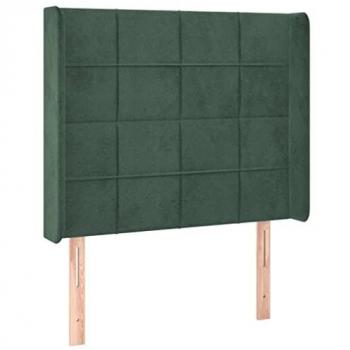 Cabecero con LED de terciopelo verde oscuro 103x16x118/128 cm