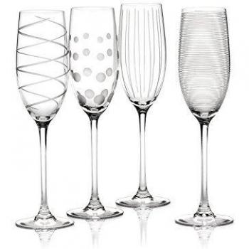 Mikasa Cheers Set of 4 Crystal Champagne Flute Glasses, White, 250 ml