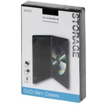 Vivanco - Lote de Fundas para CD y DVD Negro 5er Pack