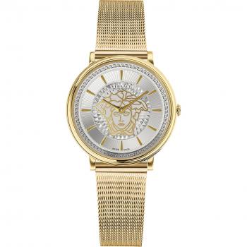 Versace Gold Stainless Steel Women's Watch V-Circle, Yellow, ONE SIZE